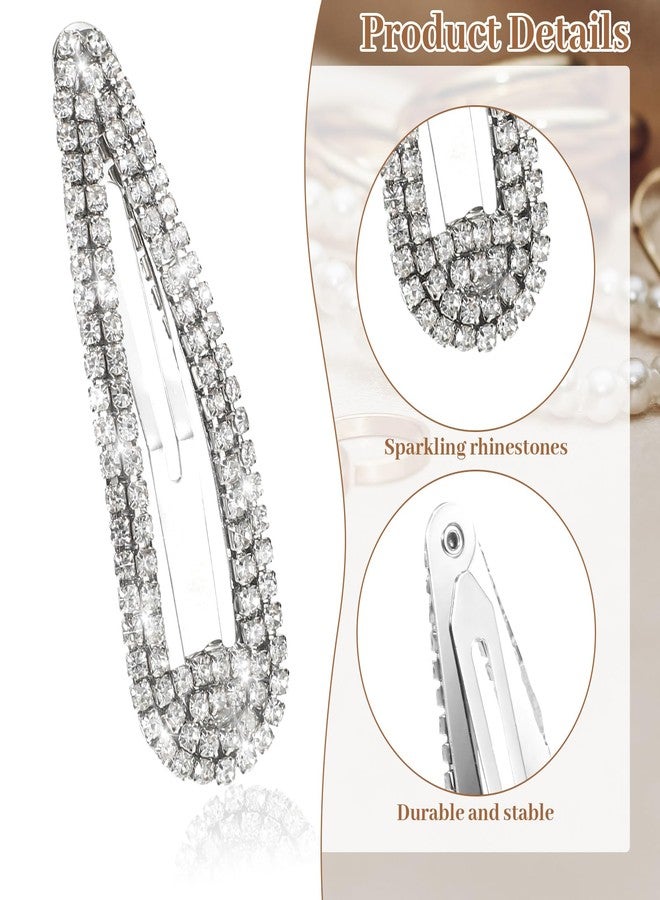 obeoby 2.4 Inch Rhinestone Hair Clips, 6PCS Silver Hair Clips Snap Barrettes for Women Sparkly Hair Pins Decorative Hair Accessories for Girls Women - Image 3